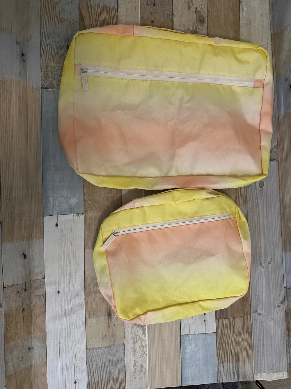 CALPAK Set of 2 Travel Packing Cubes in Yellow & Peach Ombre